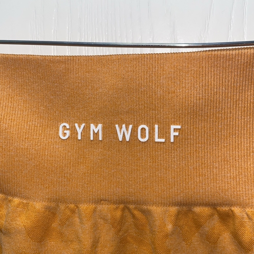 Gym Wolf Rare Orange Contour Camo Seamless Athletic Biker Shorts - Picture 5 of 7